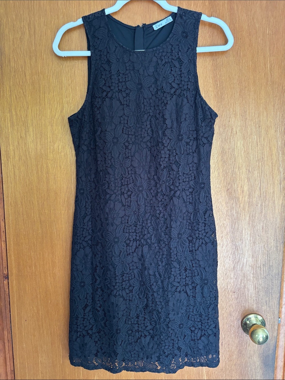 Dex Black Floral Lace Sleeveless Sheath Dress